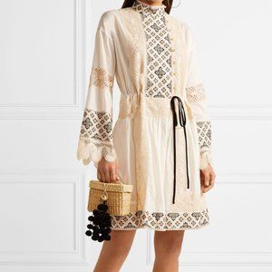 Tory Birch Carlotta Ivory Lace Embriodered Dress Size 2